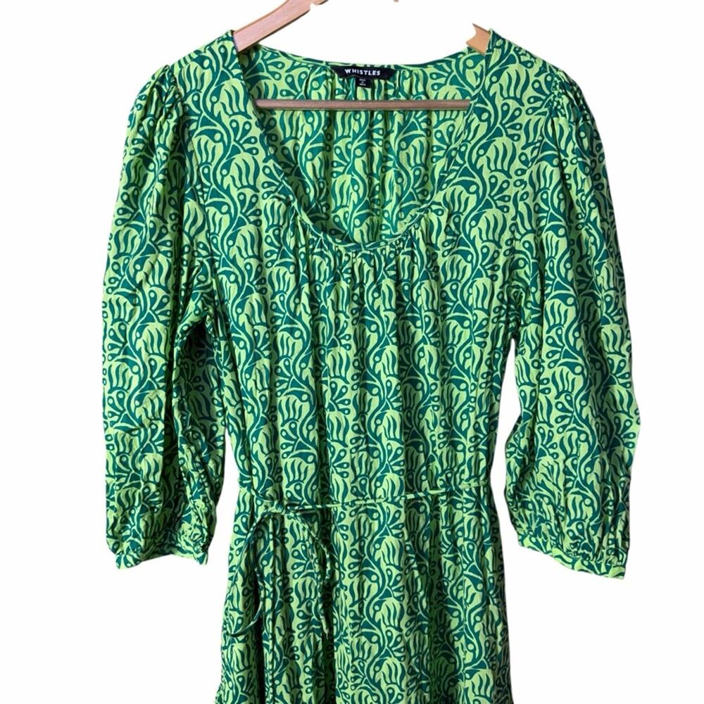 Whistles Green Climbing Vine Trapeze Midi Dress Size Large - Picture 7 of 12